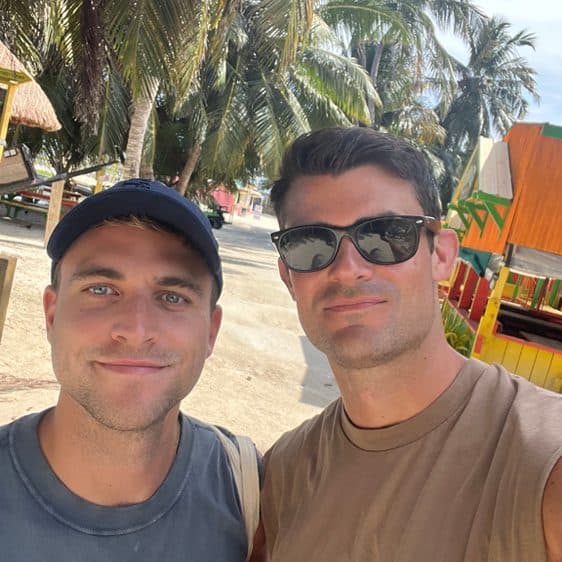 Billy and a friend on the beach in San Pedro