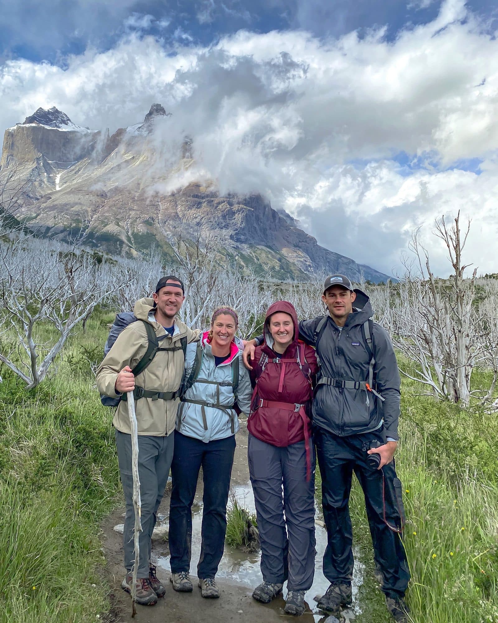 Billy and three fellow hikers on the trail